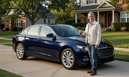 Car delivered to a driveway in Pottstown, Pennsylvania, United States