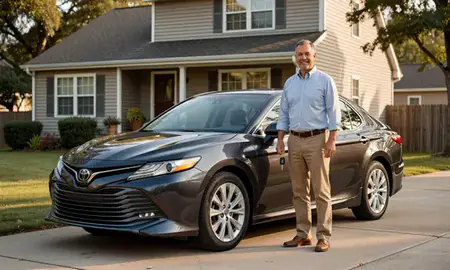 Car delivered to a driveway in Reading, Pennsylvania, United States