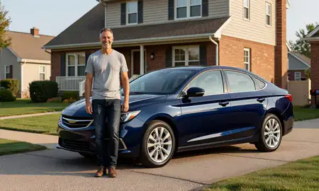 Customer with their delivered car in Scranton, Pennsylvania, United States