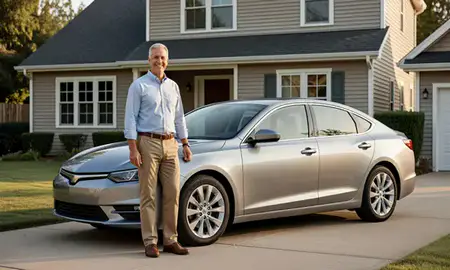 Customer with their delivered car in Williamsport, Pennsylvania, United States