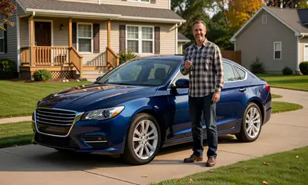 Car delivered to a driveway in Williamsport, Pennsylvania, United States