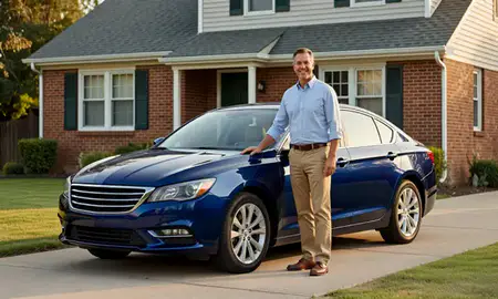 Customer with their delivered car in York, Pennsylvania, United States