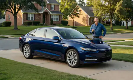 Car delivered to a driveway in York, Pennsylvania, United States