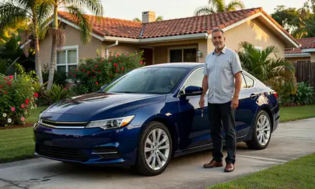 Car delivered to a driveway in Puerto Rico, United States