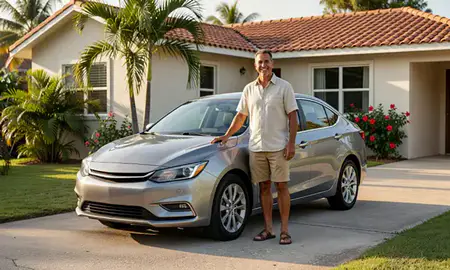 Customer with their delivered car in Cabo Rojo, Puerto Rico, United States