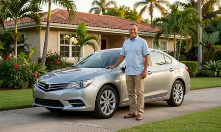 Customer with their delivered car in Caguas, Puerto Rico, United States