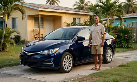 Car delivered to a driveway in Caño Martin Peña, Puerto Rico, United States