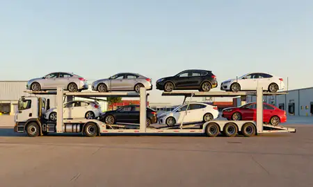 Car transporter parked in an industrial area of Canóvanas, Puerto Rico, United States