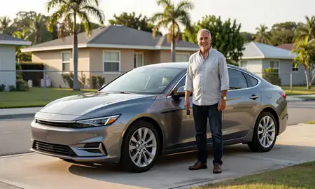 Car delivered to a driveway in Cataño, Puerto Rico, United States