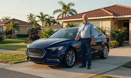 Car delivered to a driveway in Dorado, Puerto Rico, United States