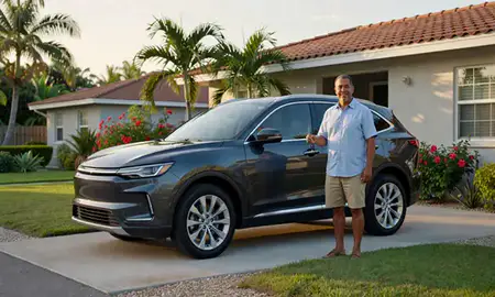Car delivered to a driveway in Guayama, Puerto Rico, United States