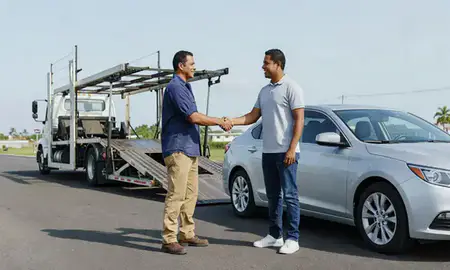 Vehicle owner beside their delivered car in Guaynabo, Puerto Rico, United States