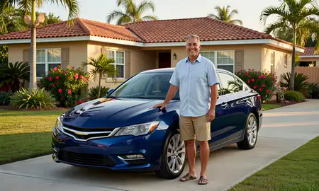 Customer with their delivered car in Humacao, Puerto Rico, United States