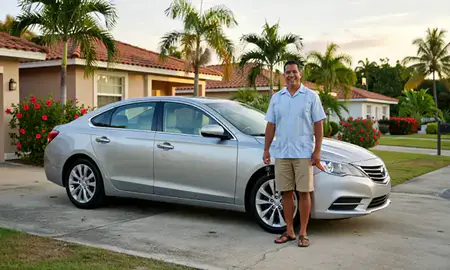 Car delivered to a driveway in Humacao, Puerto Rico, United States