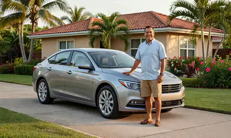 Customer with their delivered car in Isabela, Puerto Rico, United States