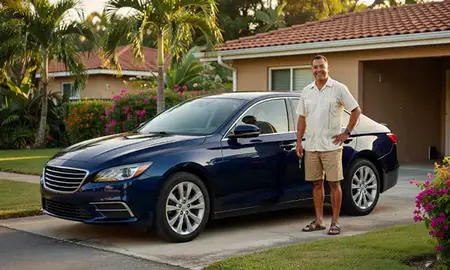 Car delivered to a driveway in Isabela, Puerto Rico, United States