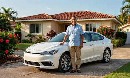 Customer with their delivered car in Juana Díaz, Puerto Rico, United States