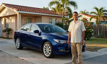 Car delivered to a driveway in Juana Díaz, Puerto Rico, United States