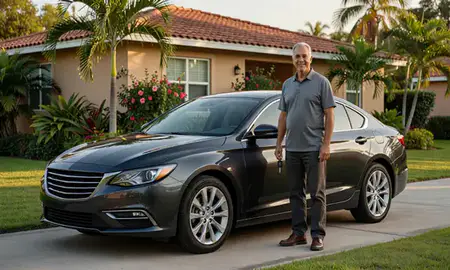 Car delivered to a driveway in Manatí, Puerto Rico, United States