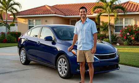 Customer with their delivered car in Mayagüez, Puerto Rico, United States