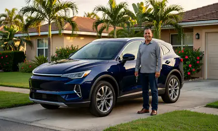 Car delivered to a driveway in Mayagüez, Puerto Rico, United States