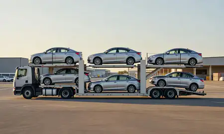 Car transporter parked in an industrial area of Mayagüez, Puerto Rico, United States