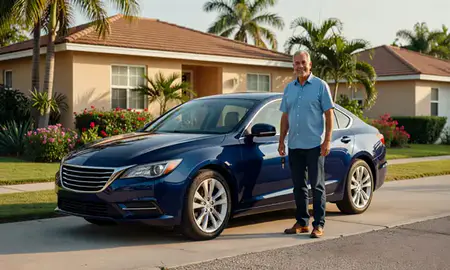 Car delivered to a driveway in Ponce, Puerto Rico, United States