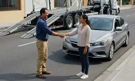 Vehicle owner beside their delivered car in Ponce, Puerto Rico, United States