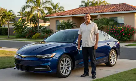 Car delivered to a driveway in Río Grande, Puerto Rico, United States