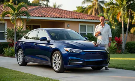 Car delivered to a driveway in Sabana Grande, Puerto Rico, United States