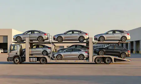 Car transporter parked in an industrial area of Sabana Grande, Puerto Rico, United States