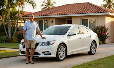 Customer with their delivered car in San Antonio, Puerto Rico, United States
