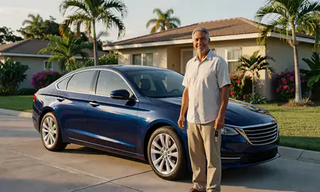 Car delivered to a driveway in San Germán, Puerto Rico, United States
