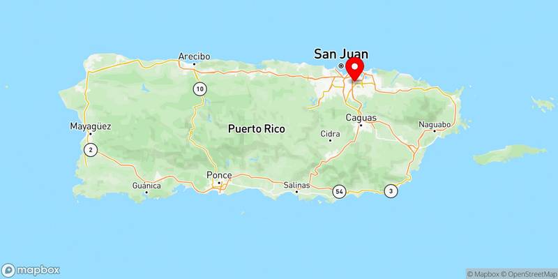 Map of San Juan, Puerto Rico, USA