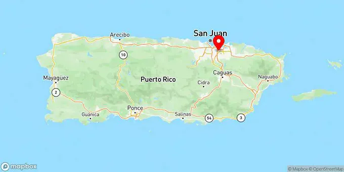 Map of San Juan, Puerto Rico, United States