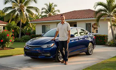 Customer with their delivered car in Trujillo Alto, Puerto Rico, United States