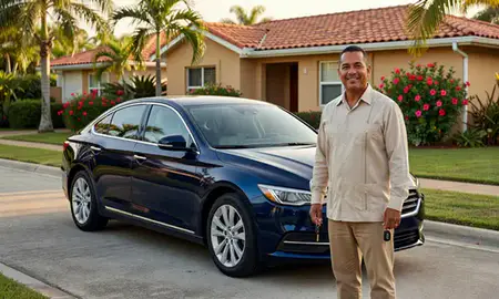 Car delivered to a driveway in Trujillo Alto, Puerto Rico, United States
