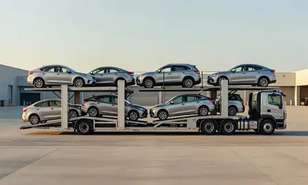 Car transporter parked in an industrial area of Trujillo Alto, Puerto Rico, United States