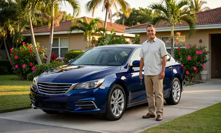 Car delivered to a driveway in Vega Baja, Puerto Rico, United States