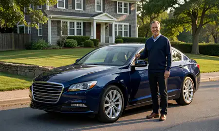 Car delivered to a driveway in Rhode Island, United States