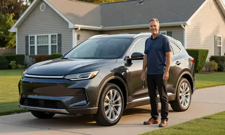 Car delivered to a driveway in Bradford, Rhode Island, United States