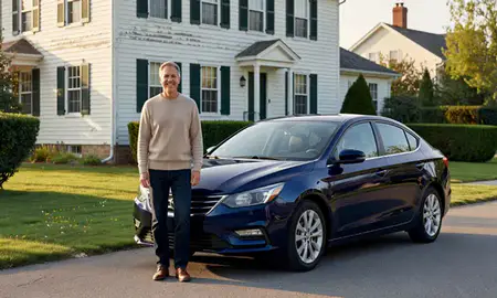 Customer with their delivered car in Carolina, Rhode Island, United States