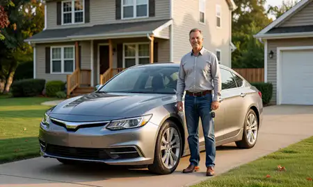 Car delivered to a driveway in Carolina, Rhode Island, United States