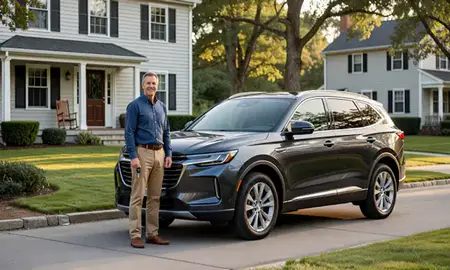 Car delivered to a driveway in Chepachet, Rhode Island, United States