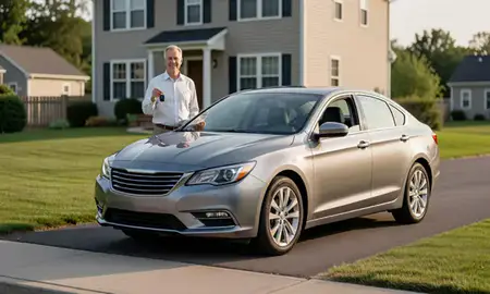 Car delivered to a driveway in Cumberland Hill, Rhode Island, United States