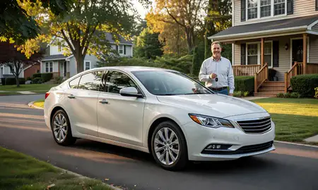 Car delivered to a driveway in Greene, Rhode Island, United States