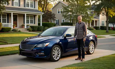 Car delivered to a driveway in Greenville, Rhode Island, United States