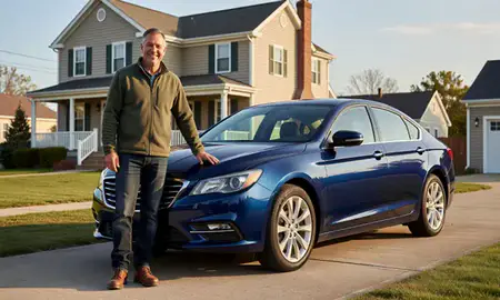 Customer with their delivered car in Hope Valley, Rhode Island, United States