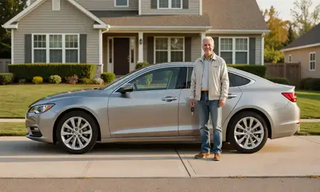Car delivered to a driveway in Hope Valley, Rhode Island, United States