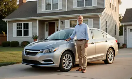 Customer with their delivered car in Kingston, Rhode Island, United States